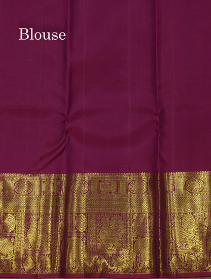 Kanjivaram Beautiful Sea Blue Pure Silk Saree With Contrast Magenta Traditional Border
