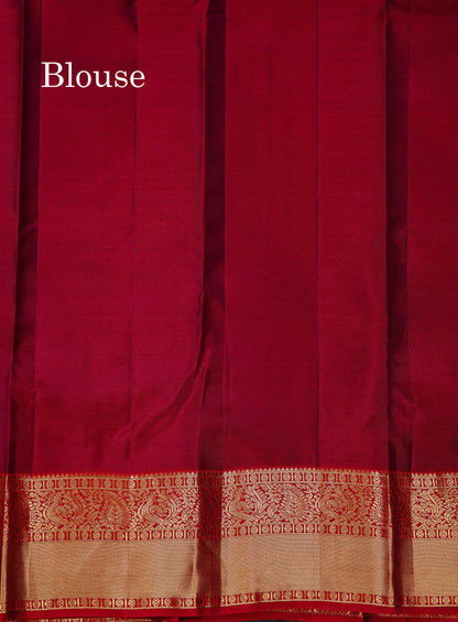 Beautiful Half White Zari Butta PureMix Silk Saree With Contrast Red Traditional Border
