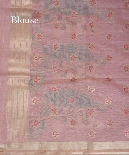 Beautiful Cream Menakari Work Muga Cotton Saree With Butta Blouse