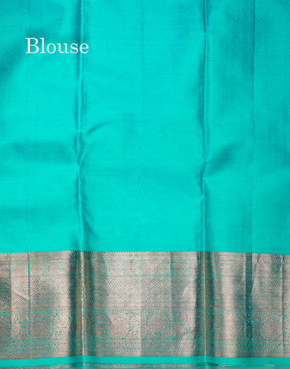 Beautiful Half White Bridal Pure Kanjivaram Silk Saree With Contrast Rexona Traditional Border