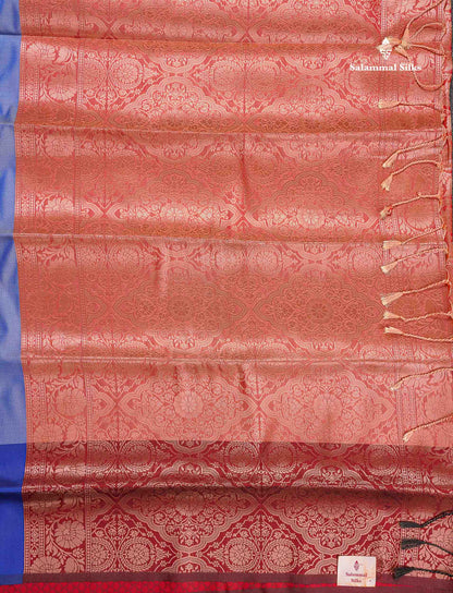 Semi Soft Silk Saree - Light Blue Colour Body With Contrast Royal Blue Fancy Border