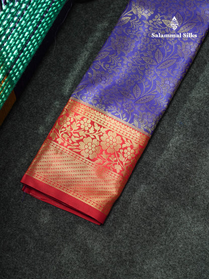 Semi Pattu Pavadai ( Violet ) With Red Blouse 18"