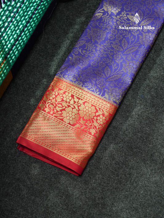 Semi Pattu Pavadai ( Violet ) With Red Blouse 18"