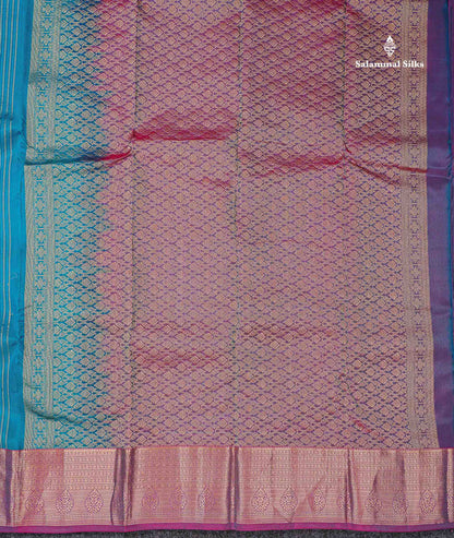 Beautiful Mango Yellow Zari Lines With Butta PureMix Silk Saree With Contrast Pink Traditional Border