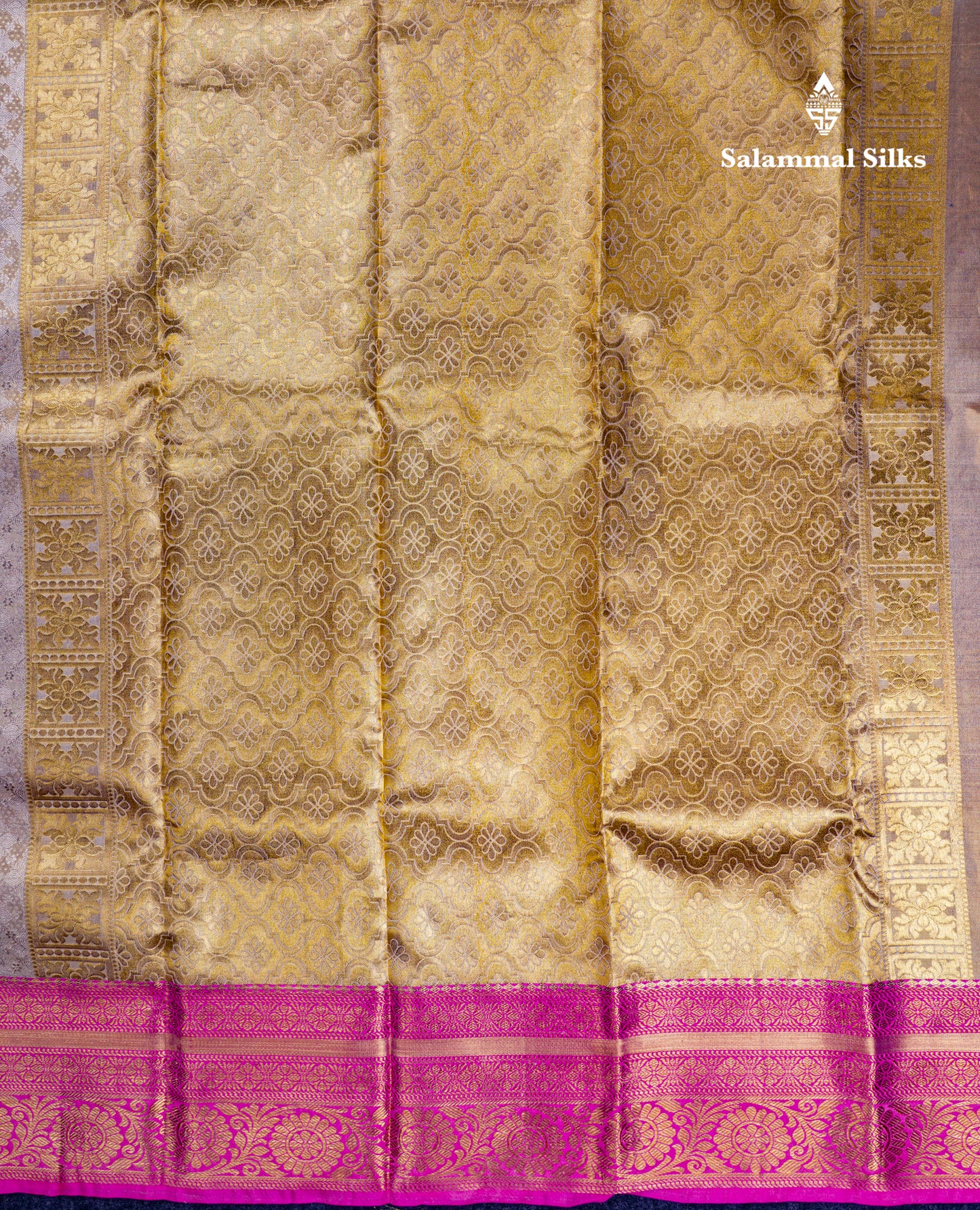 Beautiful Cream Sandal Tissue Bridal Pure Mix Kanjivaram Silk Saree With Contrast Pink Traditional Border