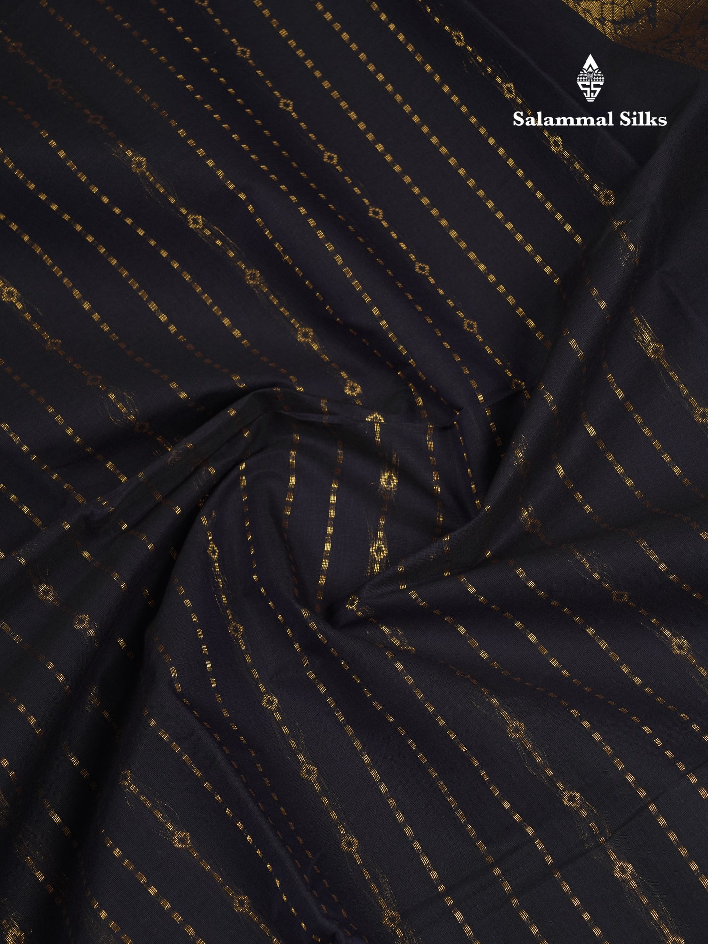 Beautiful Dark Brown Pure Cotton Saree With Contrast Olive Mustard Yellow Traditional Gap Border