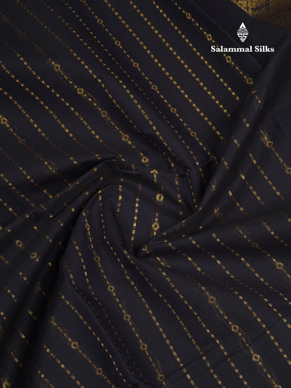 Beautiful Dark Brown Pure Cotton Saree With Contrast Olive Mustard Yellow Traditional Gap Border