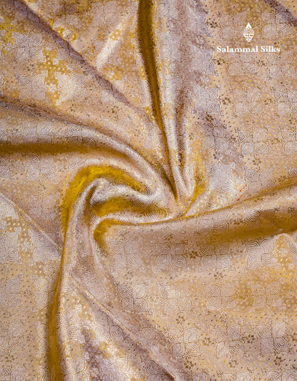 Beautiful Cream Sandal Tissue Bridal Pure Mix Kanjivaram Silk Saree With Contrast Pink Traditional Border