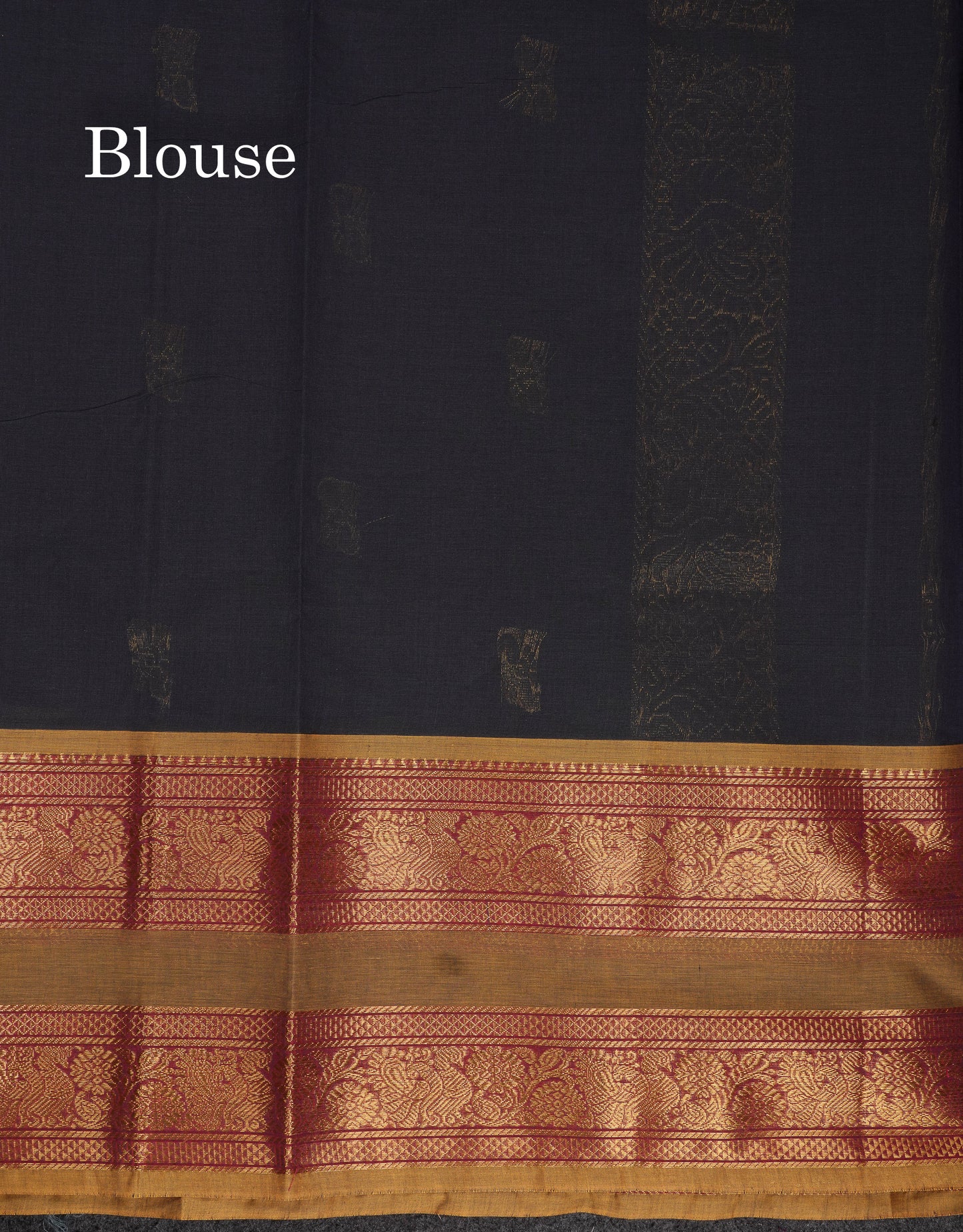 Beautiful Dark Brown Pure Cotton Saree With Contrast Olive Mustard Yellow Traditional Gap Border