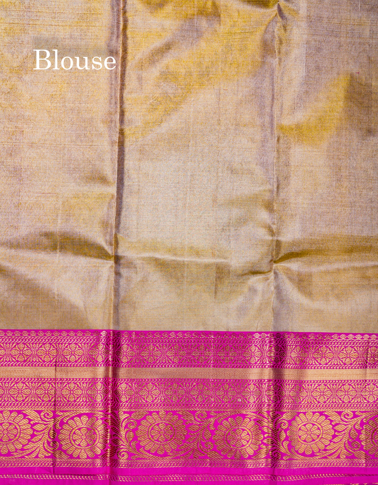 Beautiful Cream Sandal Tissue Bridal Pure Mix Kanjivaram Silk Saree With Contrast Pink Traditional Border