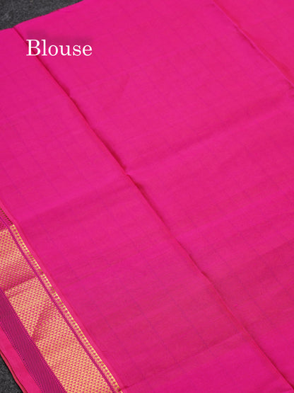 Beautiful Mustard Yellow Thread Work Pure Silk Cotton Saree With Contrast Pink Blouse