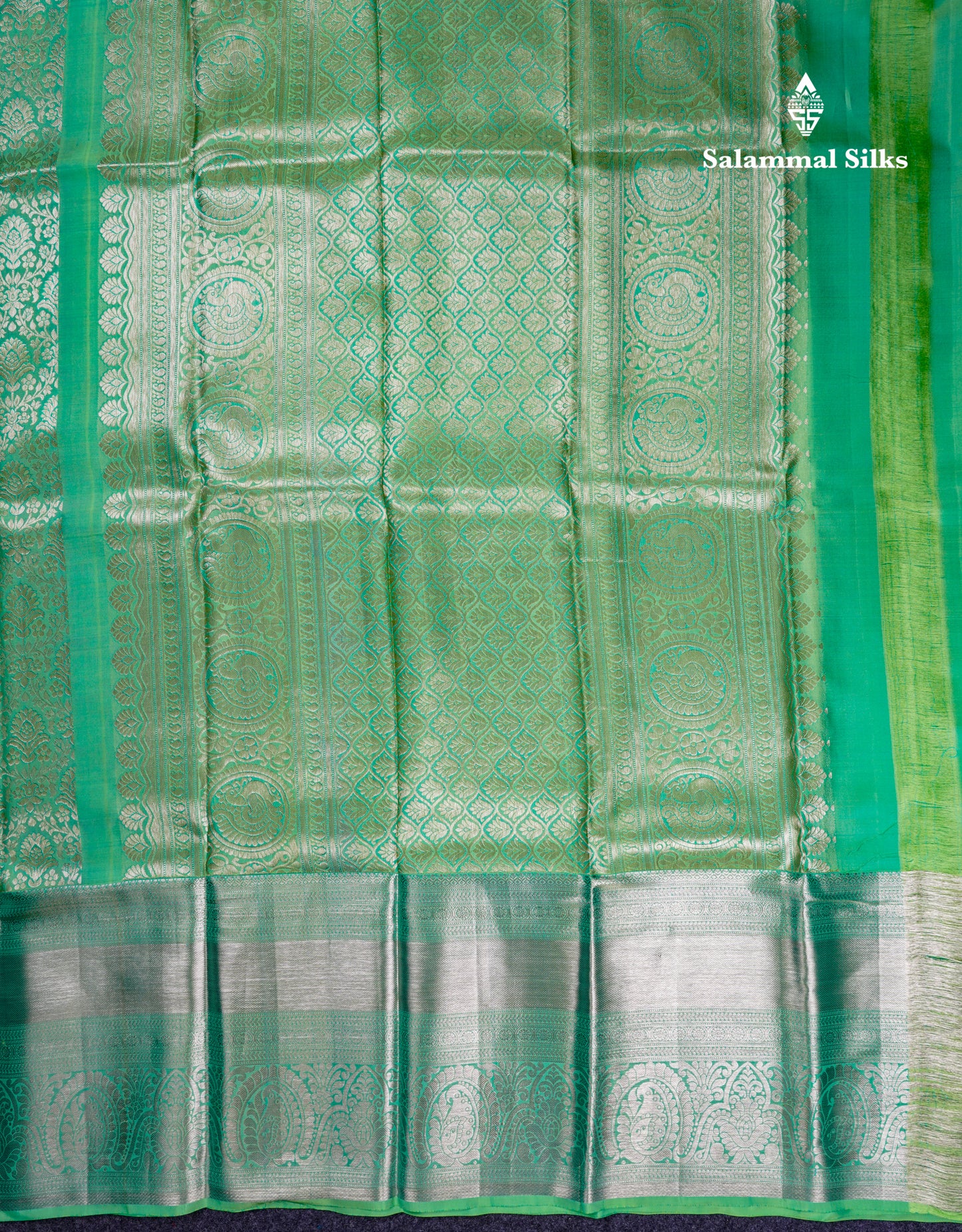 Beautiful Rexona Green Bridal Pure Kanjivaram Silk Saree With Traditional Evening Morning Border