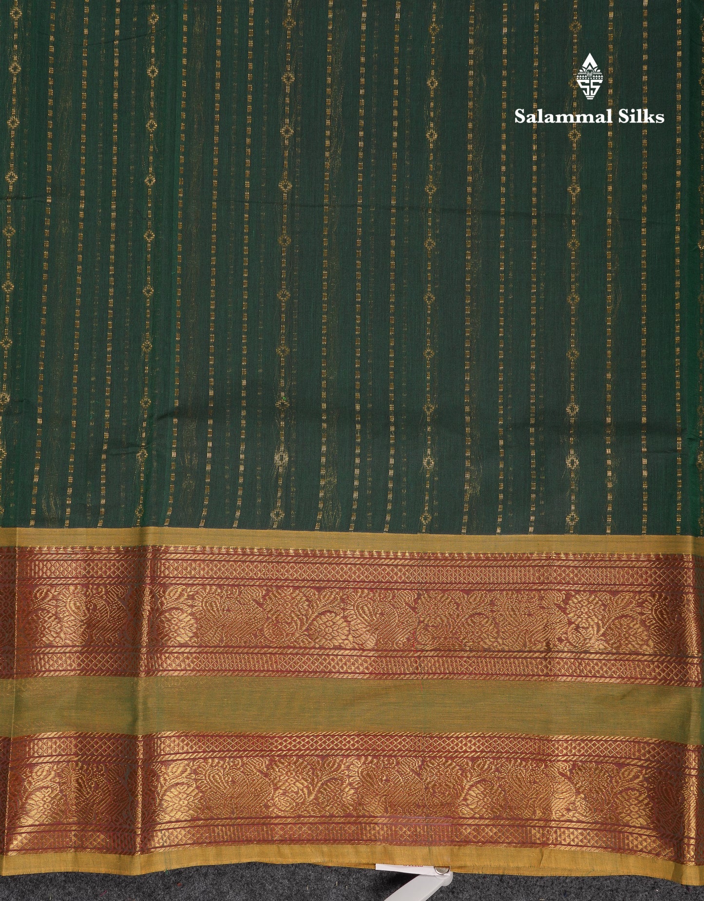 Beautiful Dark Brown Pure Cotton Saree With Contrast Olive Mustard Yellow Traditional Gap Border