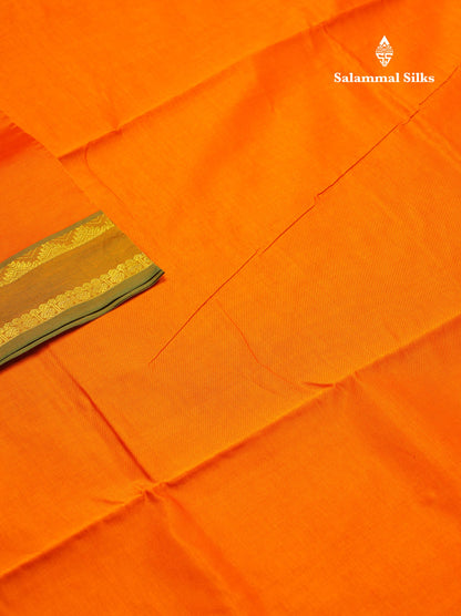 Beautiful Mango Yellow 10 Yards Semi Silk Cotton Saree With Traditional Gap Border