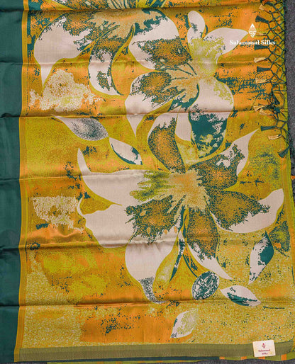 Semi Soft Silk Saree - Maroon Colour Body With Contrast Parrot Green Blouse