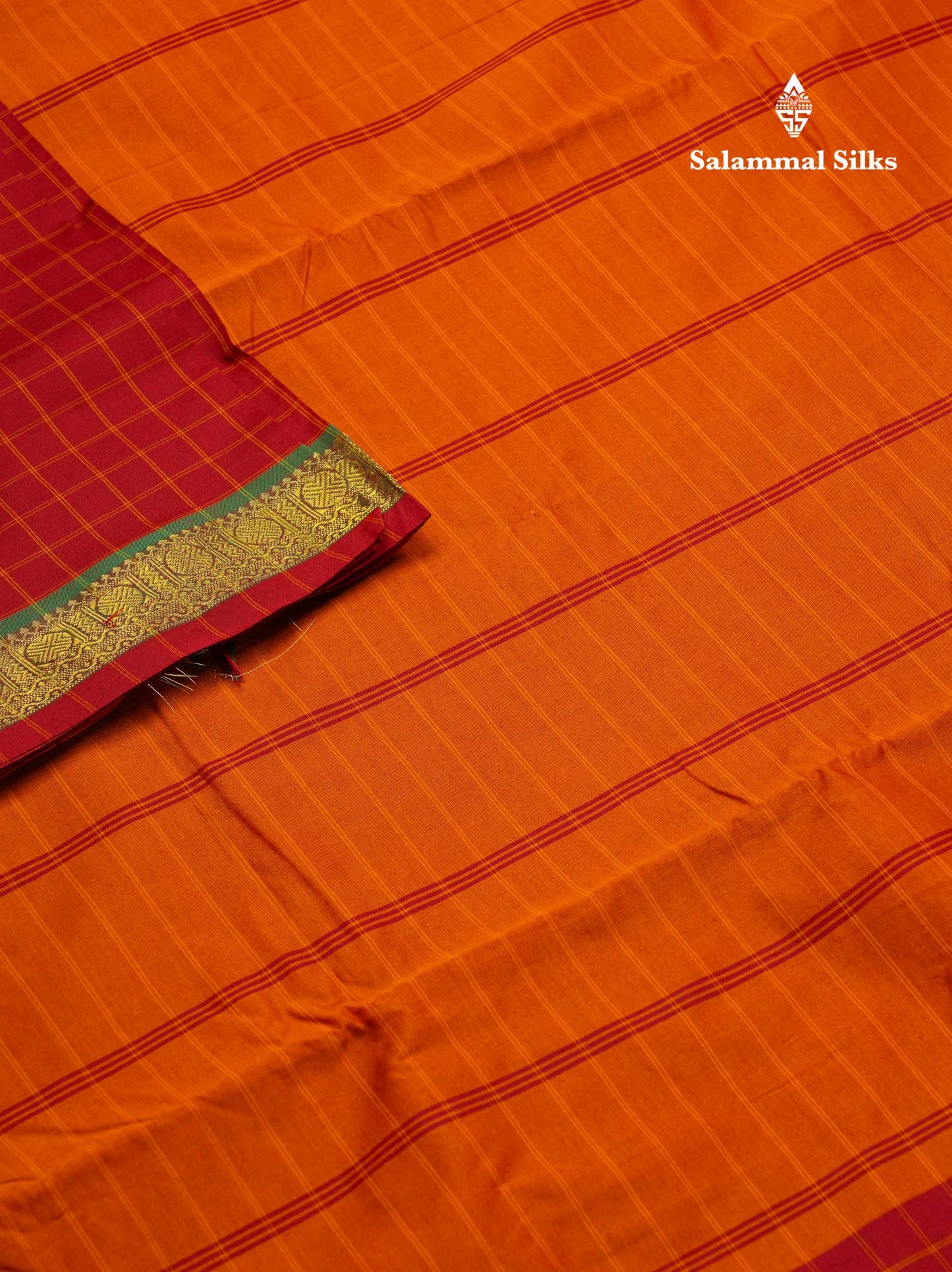 Beautiful Maroon Small Thread Checks 10 Yards Semi Silk Cotton Saree With Traditional Border