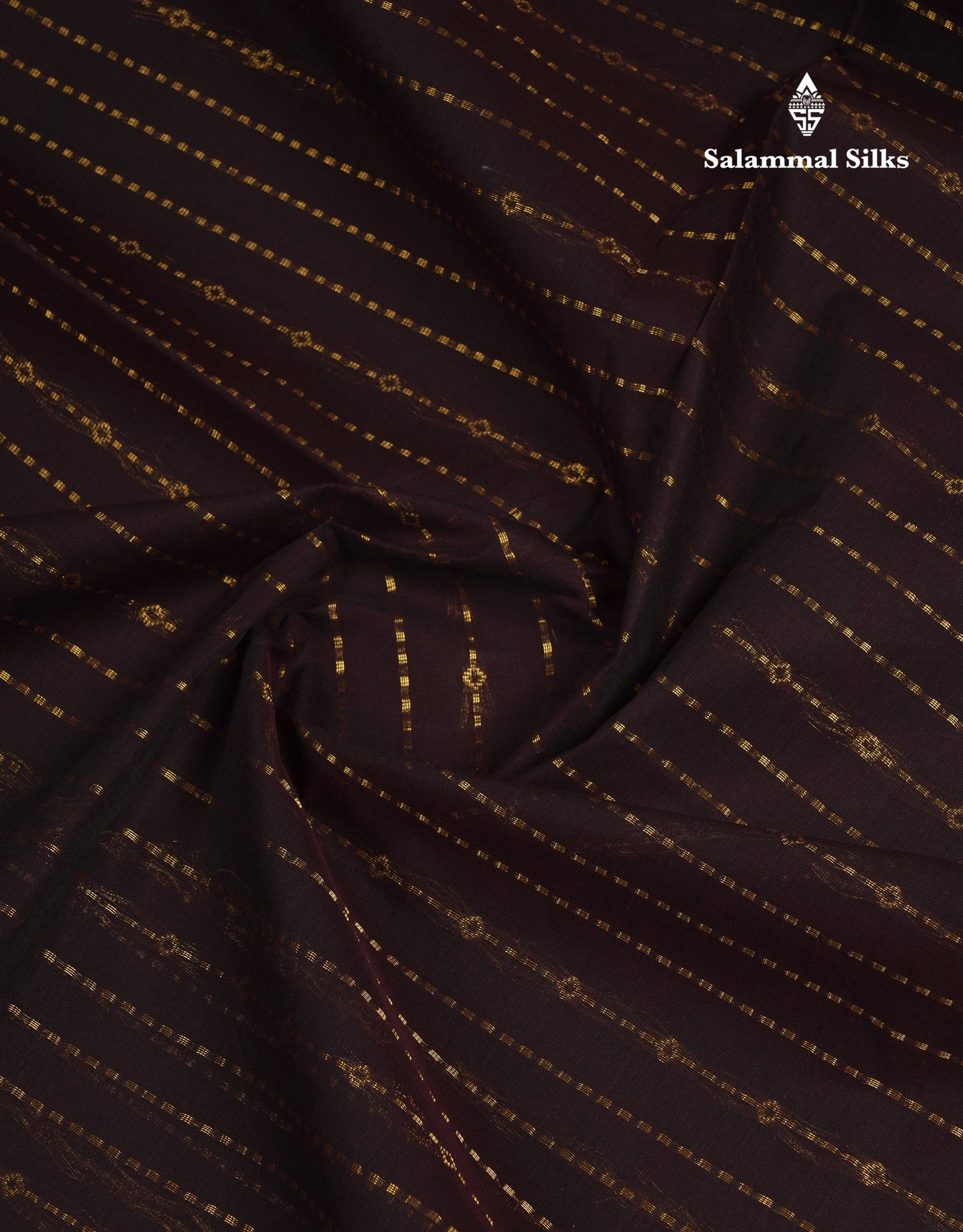 Beautiful Dark Brown Pure Cotton Saree With Contrast Olive Mustard Yellow Traditional Gap Border