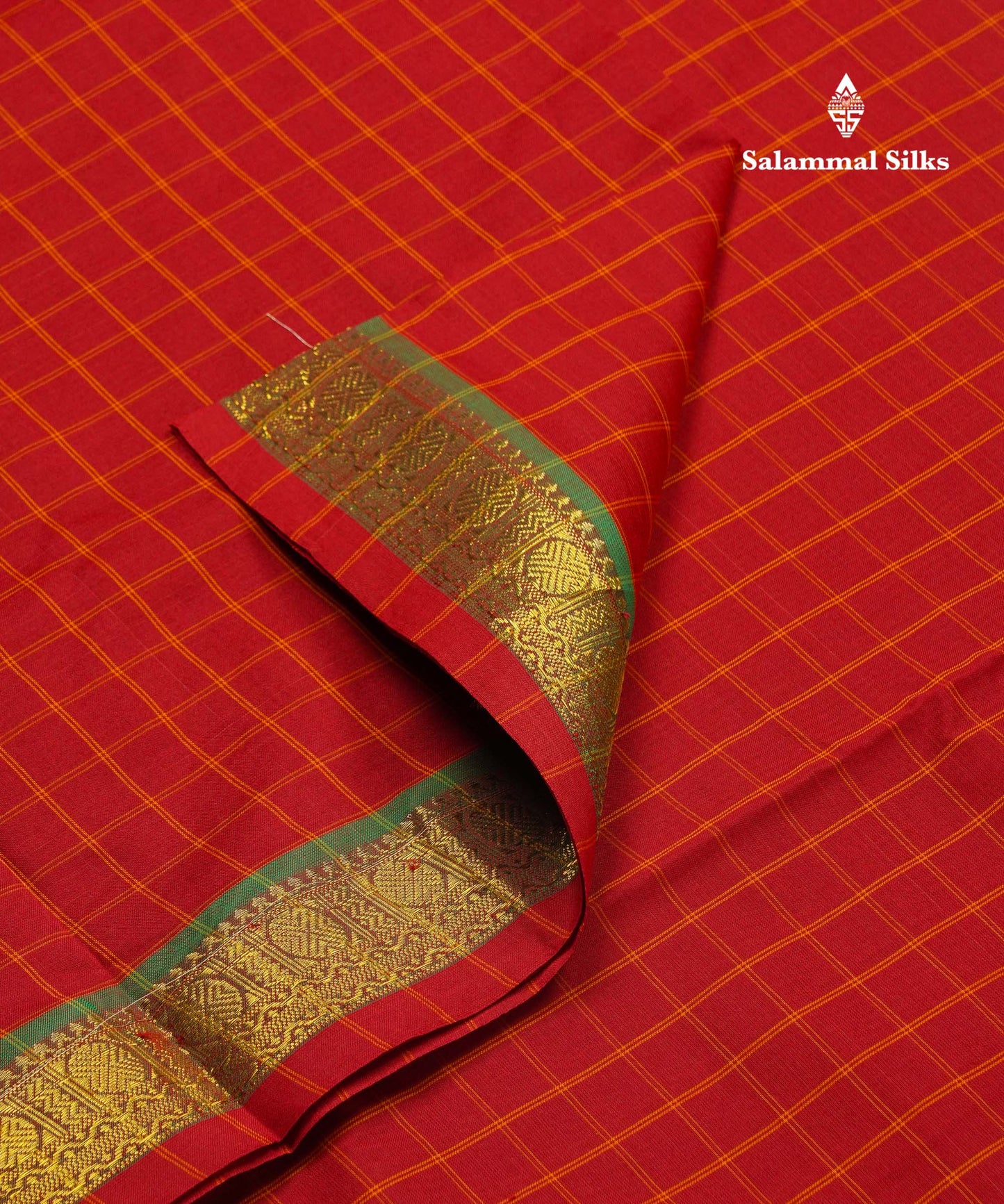 Beautiful Maroon Small Thread Checks 10 Yards Semi Silk Cotton Saree With Traditional Border