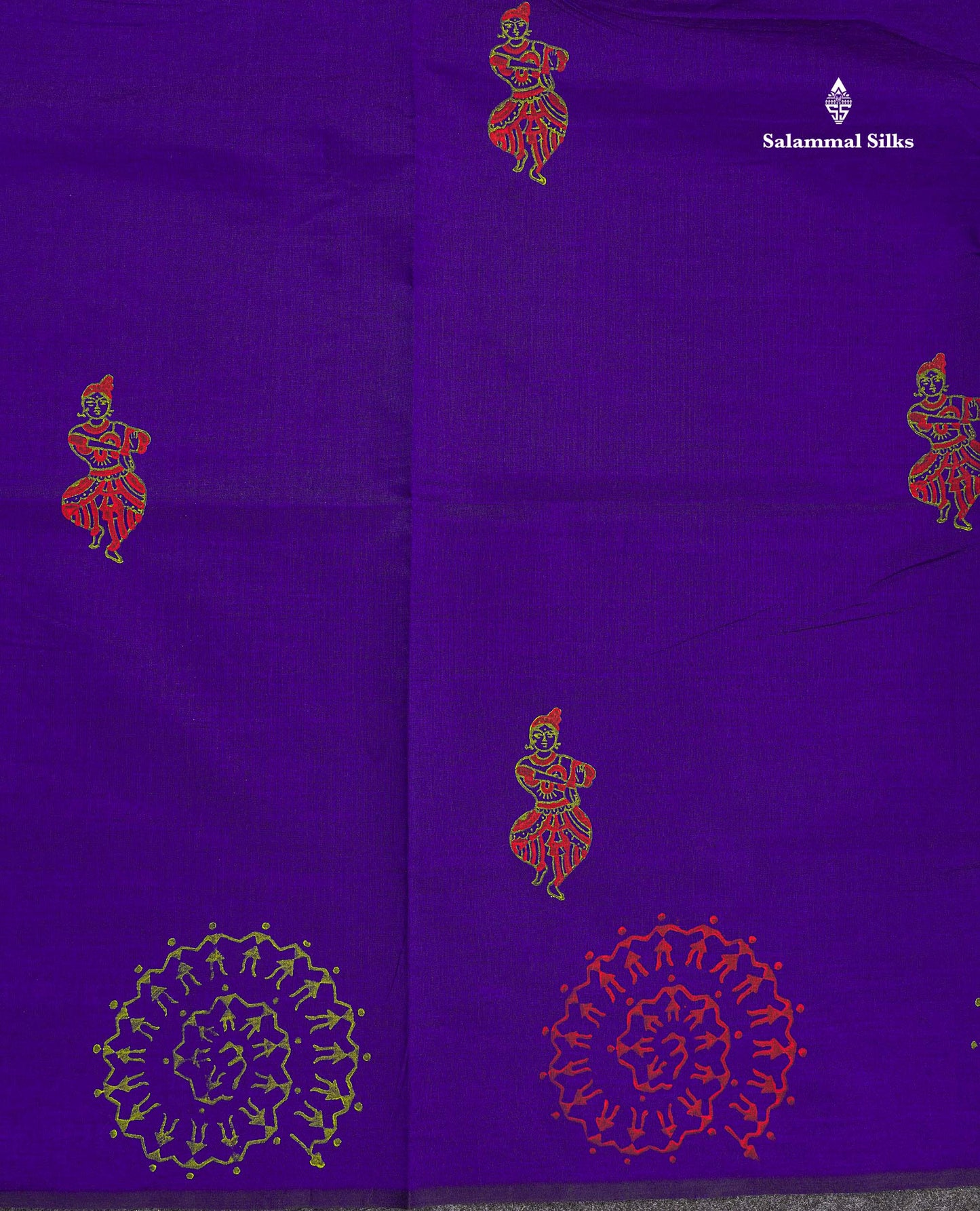 Beautiful Purple South Cotton Printed Saree With Contrast Parrot Green Blouse