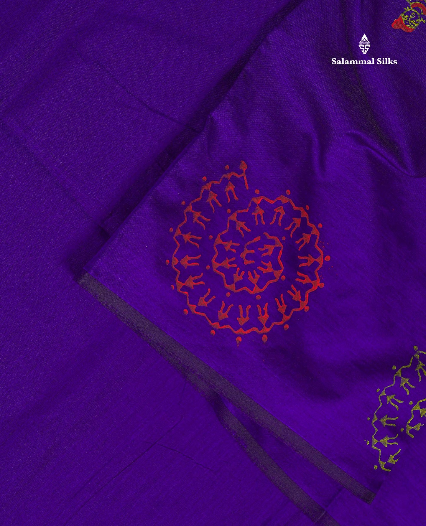 Beautiful Purple South Cotton Printed Saree With Contrast Parrot Green Blouse