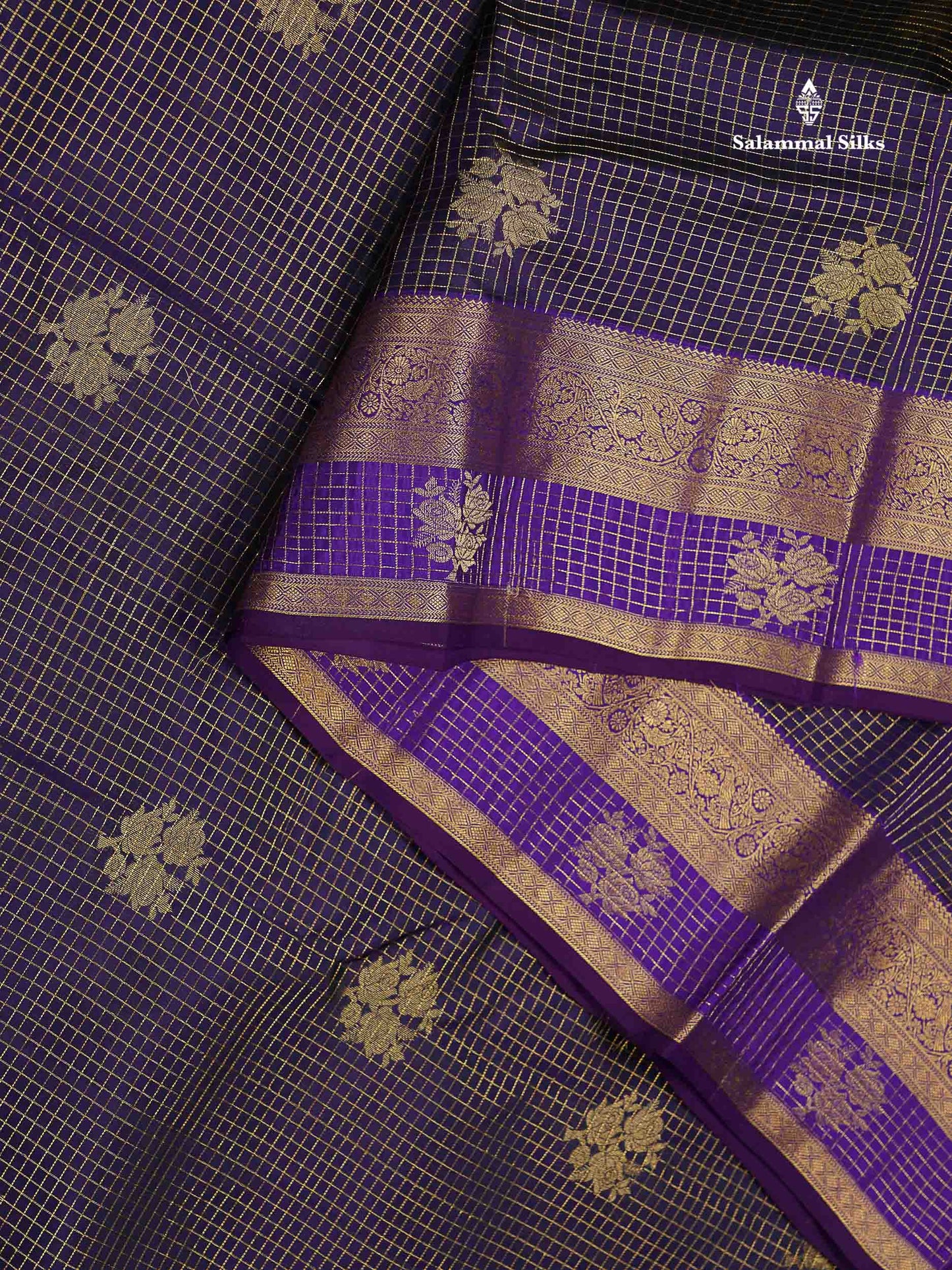 Beautiful Onion Pink Small Checks With Zari Butta PureMix Silk Saree With Contrast Bottle Green Traditional Border