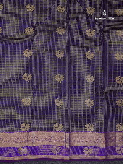 Beautiful Onion Pink Small Checks With Zari Butta PureMix Silk Saree With Contrast Bottle Green Traditional Border