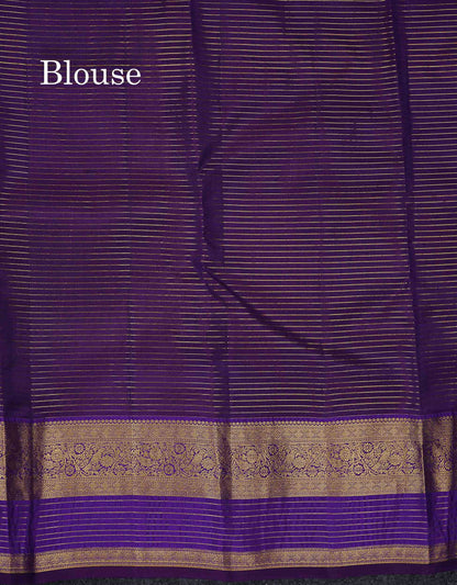 Beautiful Onion Pink Small Checks With Zari Butta PureMix Silk Saree With Contrast Bottle Green Traditional Border