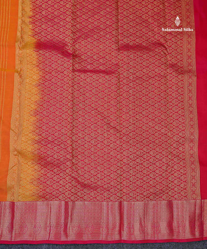 Beautiful Mango Yellow Zari Lines With Butta PureMix Silk Saree With Contrast Pink Traditional Border