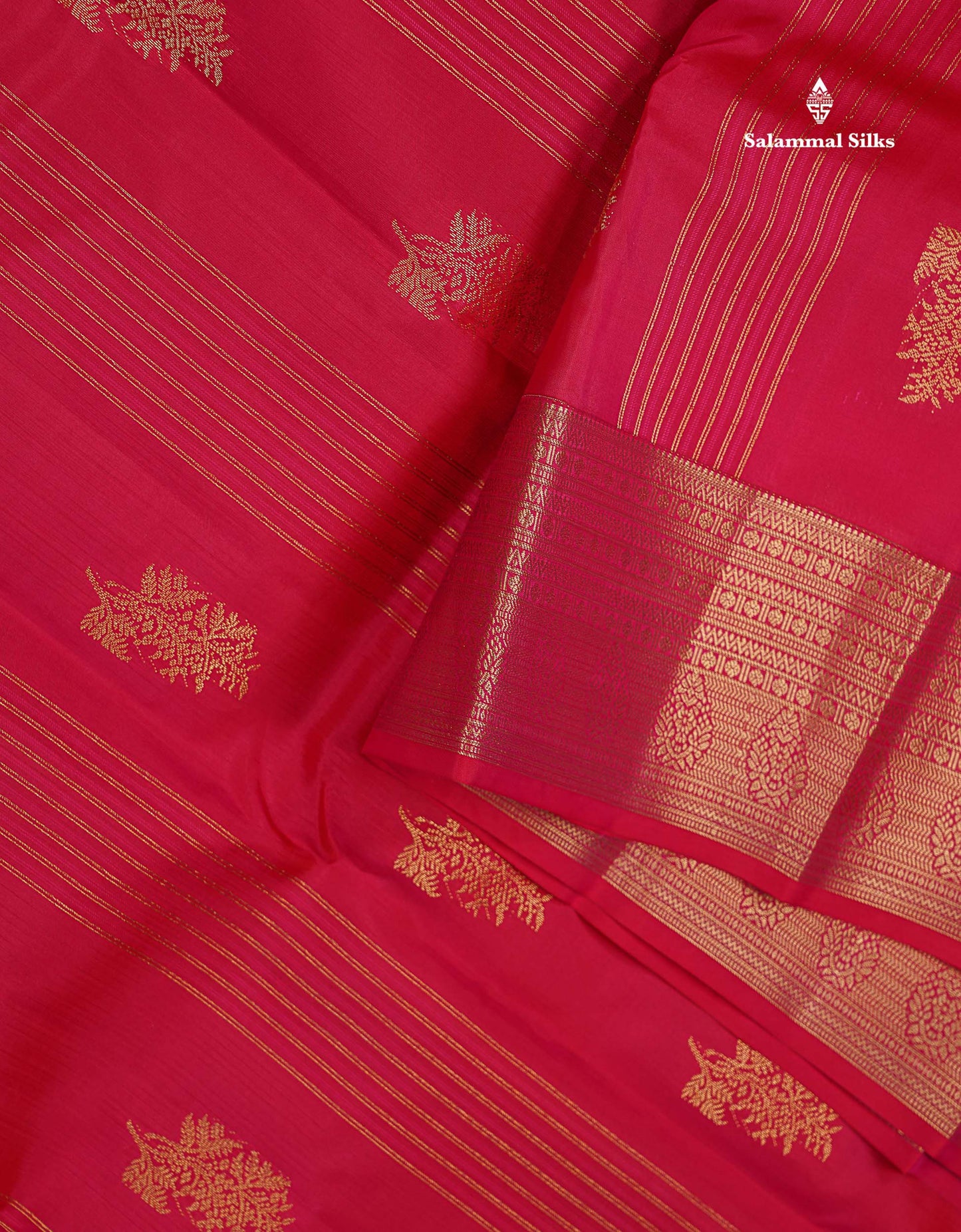 Beautiful Mango Yellow Zari Lines With Butta PureMix Silk Saree With Contrast Pink Traditional Border