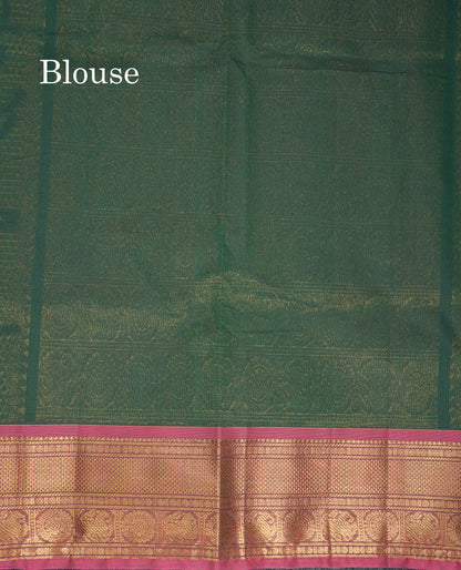 Beautiful Dark Brown Pure Cotton Saree With Contrast Magenta Traditional Border