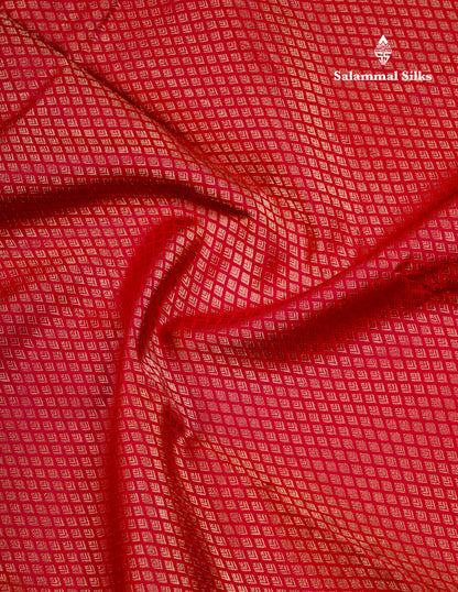 Beautiful Red Bridal Pure Mix Kanjivaram Silk Saree With Traditional Border