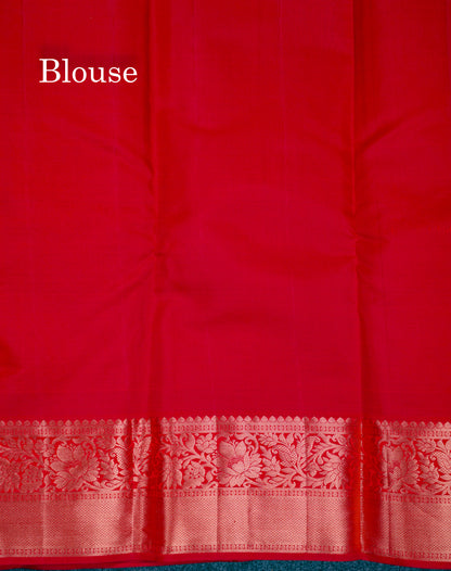 Beautiful Red Bridal Pure Mix Kanjivaram Silk Saree With Traditional Border
