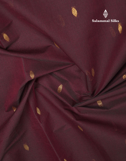 Beautiful Dark Brown Pure Cotton Saree With Contrast Magenta Traditional Border