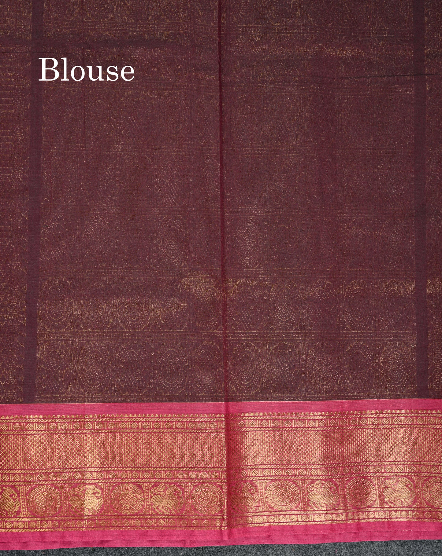 Beautiful Dark Brown Pure Cotton Saree With Contrast Magenta Traditional Border