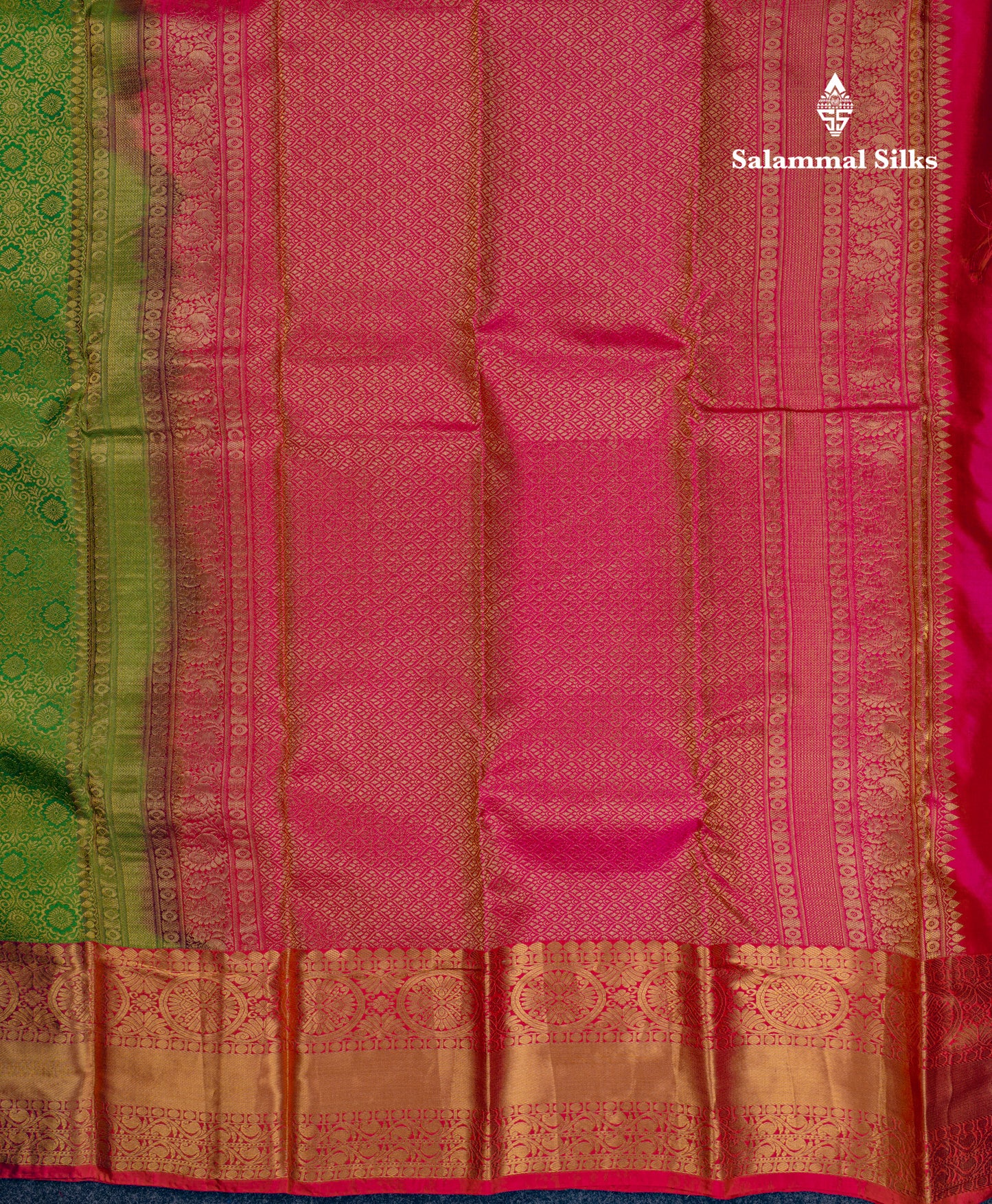 Beautiful Green Bridal Puremix Silk Saree With Contrast Pink Traditional Evening Morning Border