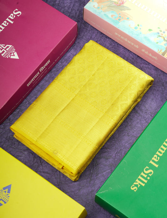Beautiful Gold Tissue Bridal Pure Kanjivaram Silk Saree With Self Border