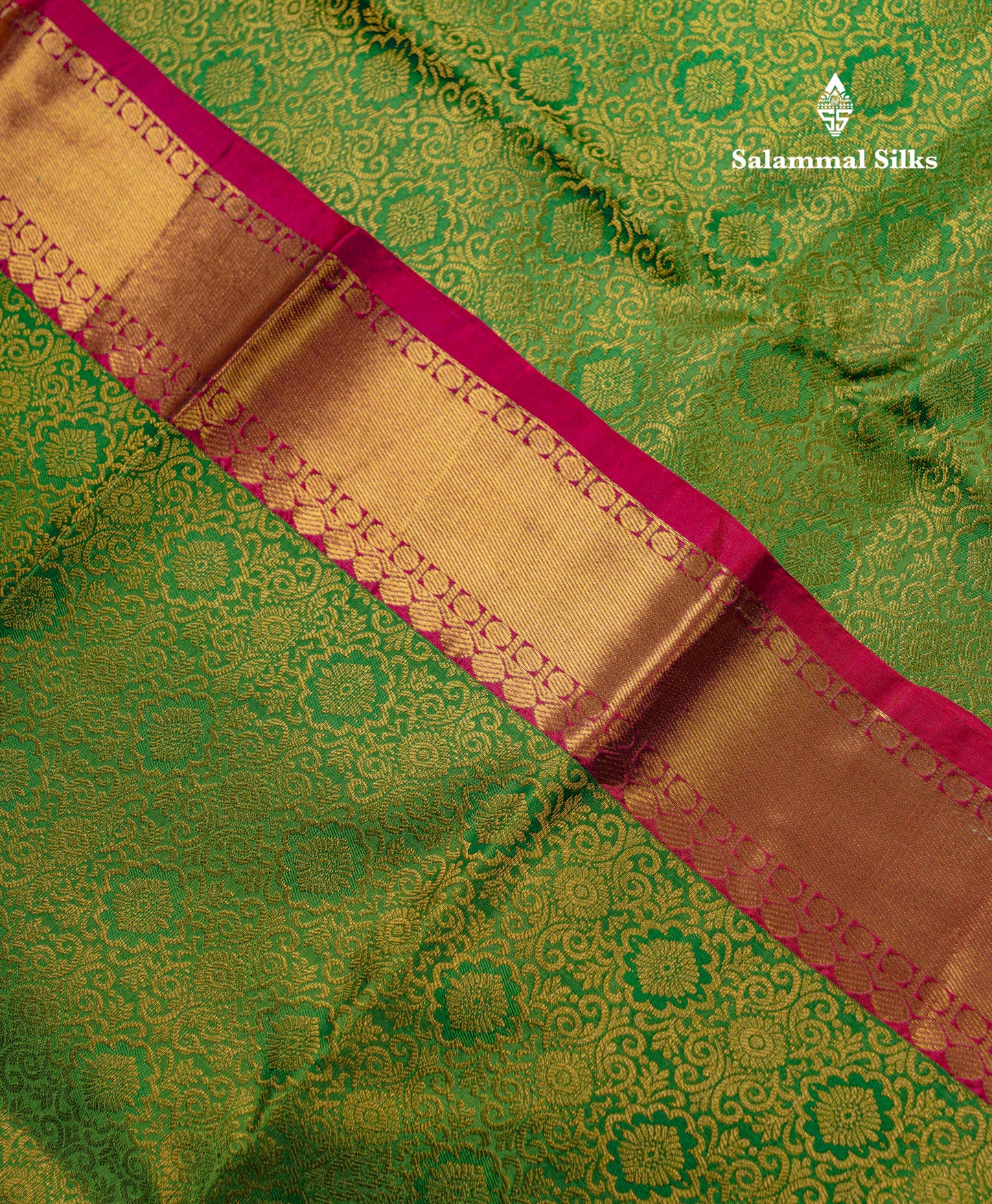 Beautiful Green Bridal Puremix Silk Saree With Contrast Pink Traditional Evening Morning Border