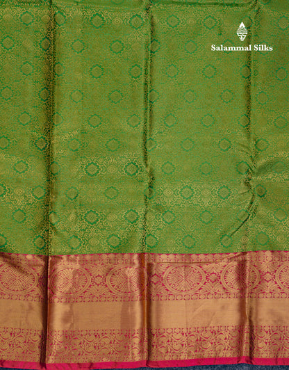 Beautiful Green Bridal Puremix Silk Saree With Contrast Pink Traditional Evening Morning Border