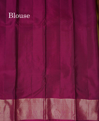 Beautiful Mango Yellow Zari Lines With Butta PureMix Silk Saree With Contrast Pink Traditional Border