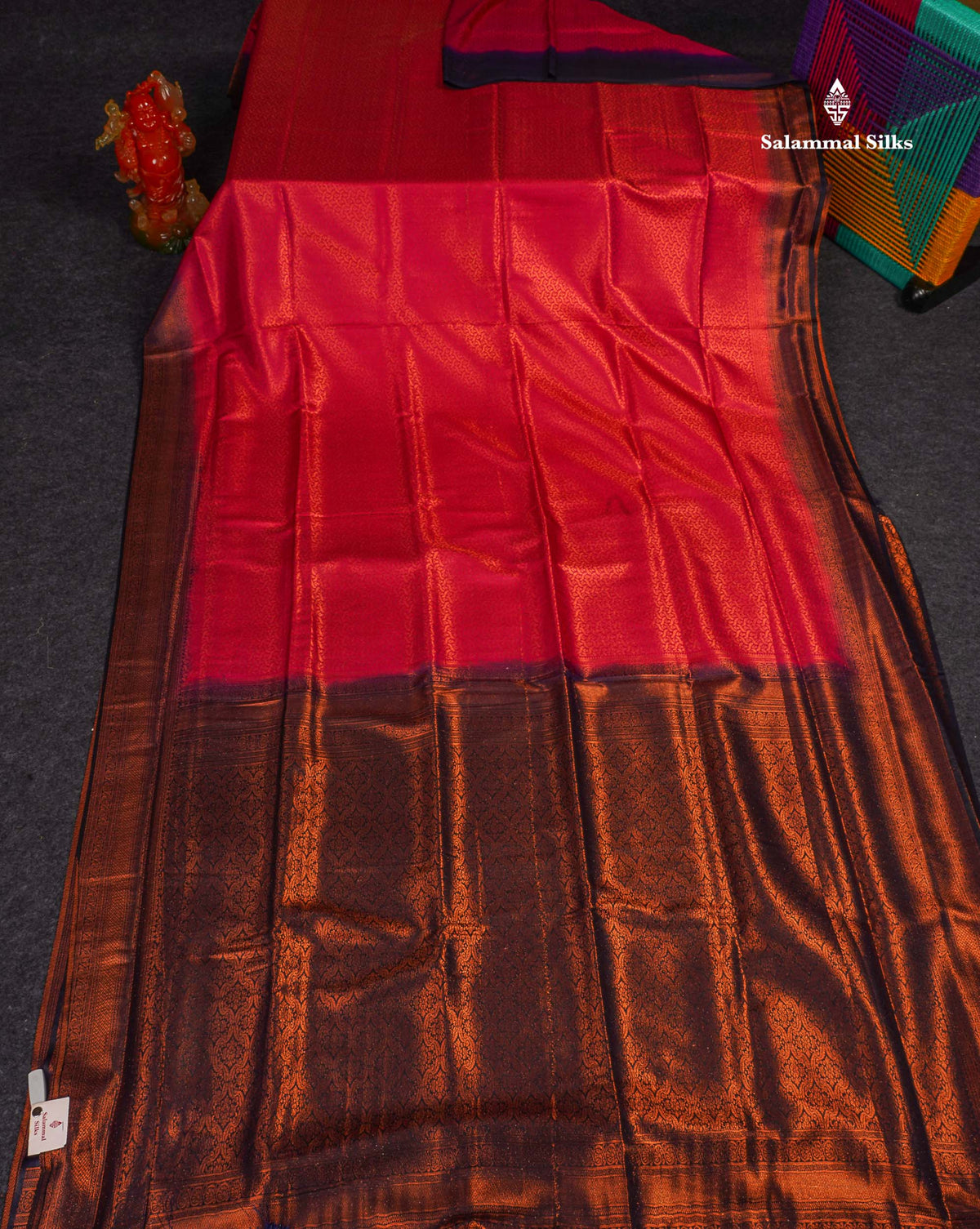 Semi Soft Silk Saree - Rani Pink Colour Body With Contrast Navy Blue Fancy Border