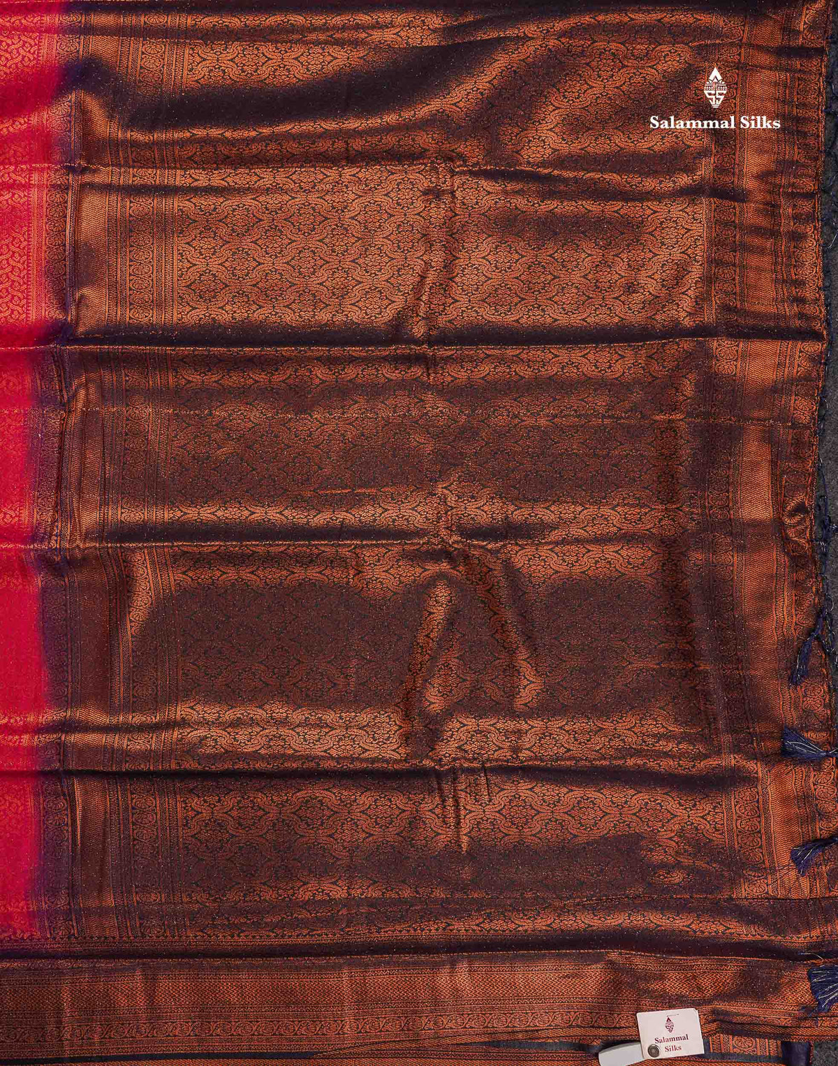 Semi Soft Silk Saree - Rani Pink Colour Body With Contrast Navy Blue Fancy Border