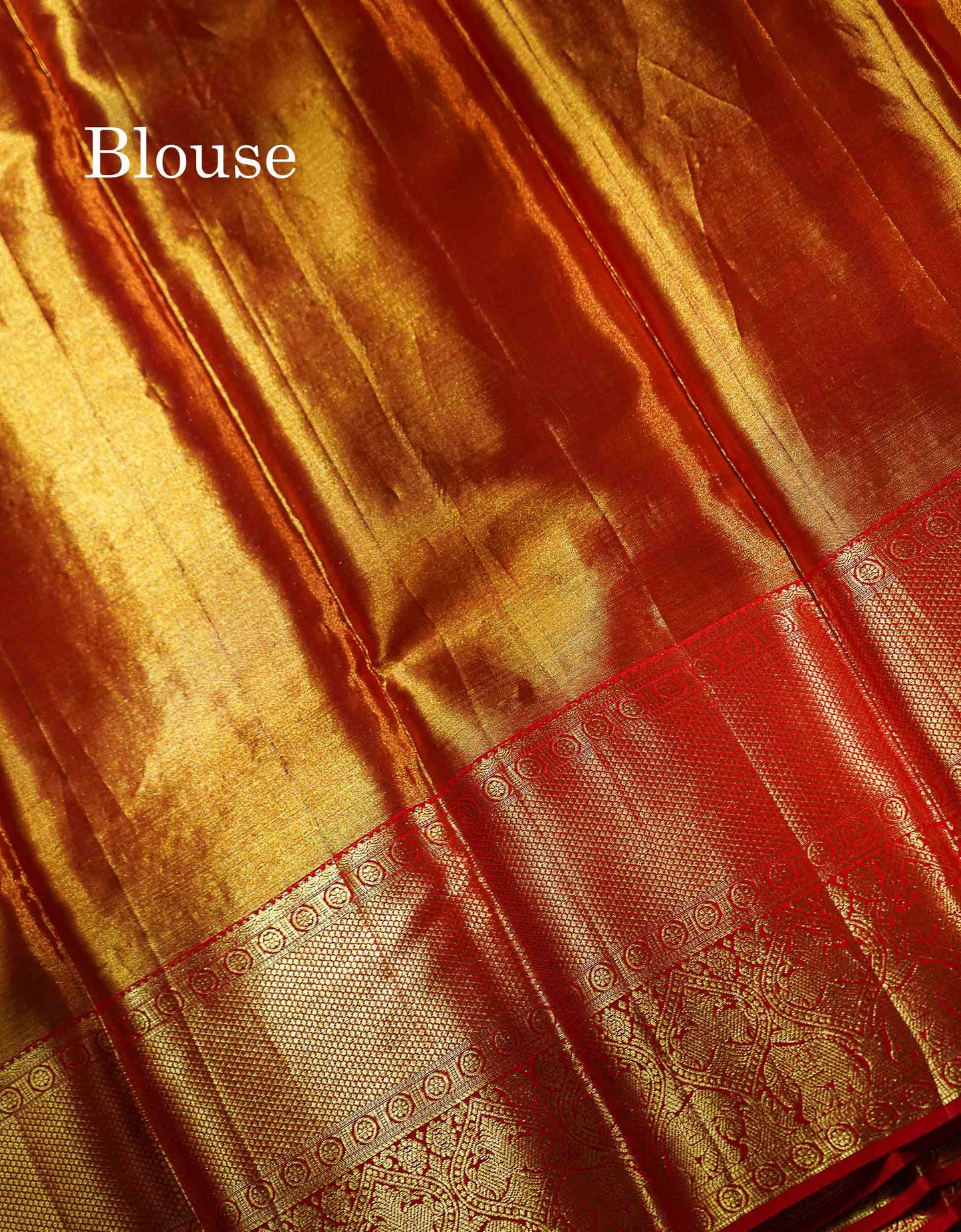 Beautiful Sapphire Green Tissue Bridal Pure Kanjivaram Silk Saree With Contrast Chilly Red Traditional Evening Morning Border