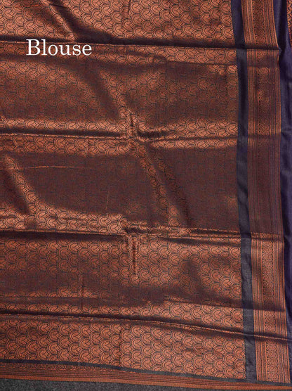 Semi Soft Silk Saree - Rani Pink Colour Body With Contrast Navy Blue Fancy Border
