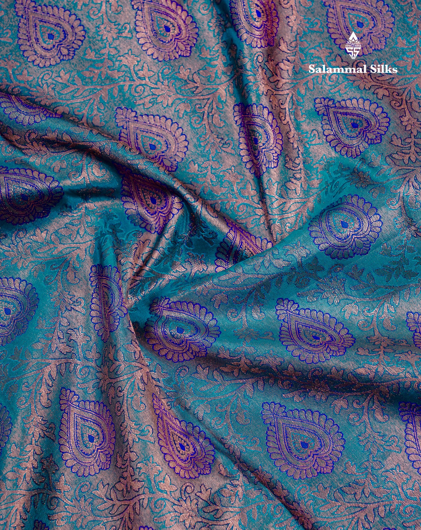 Beautiful Peacocok Blue Pure Kanjivaram Silk Saree With Contrast Navy Blue Traditional Border