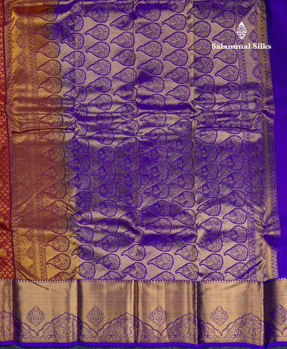 Beautiful Dark Maroon Bridal Pure Kanjivaram Silk Saree With Traditional Border