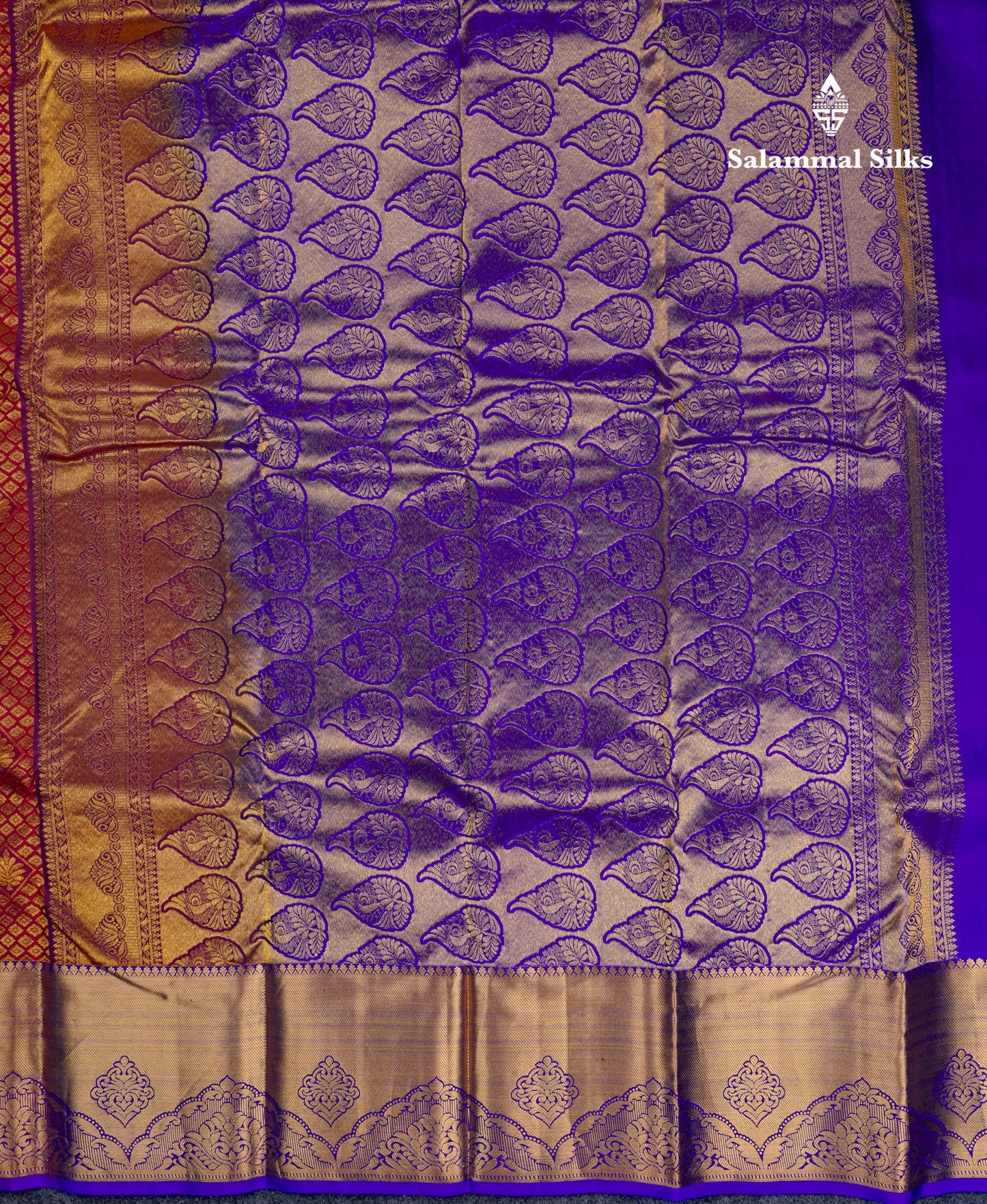 Beautiful Maroon Bridal Pure Kanjivaram Silk Saree With Contrast Violet Traditinal Border
