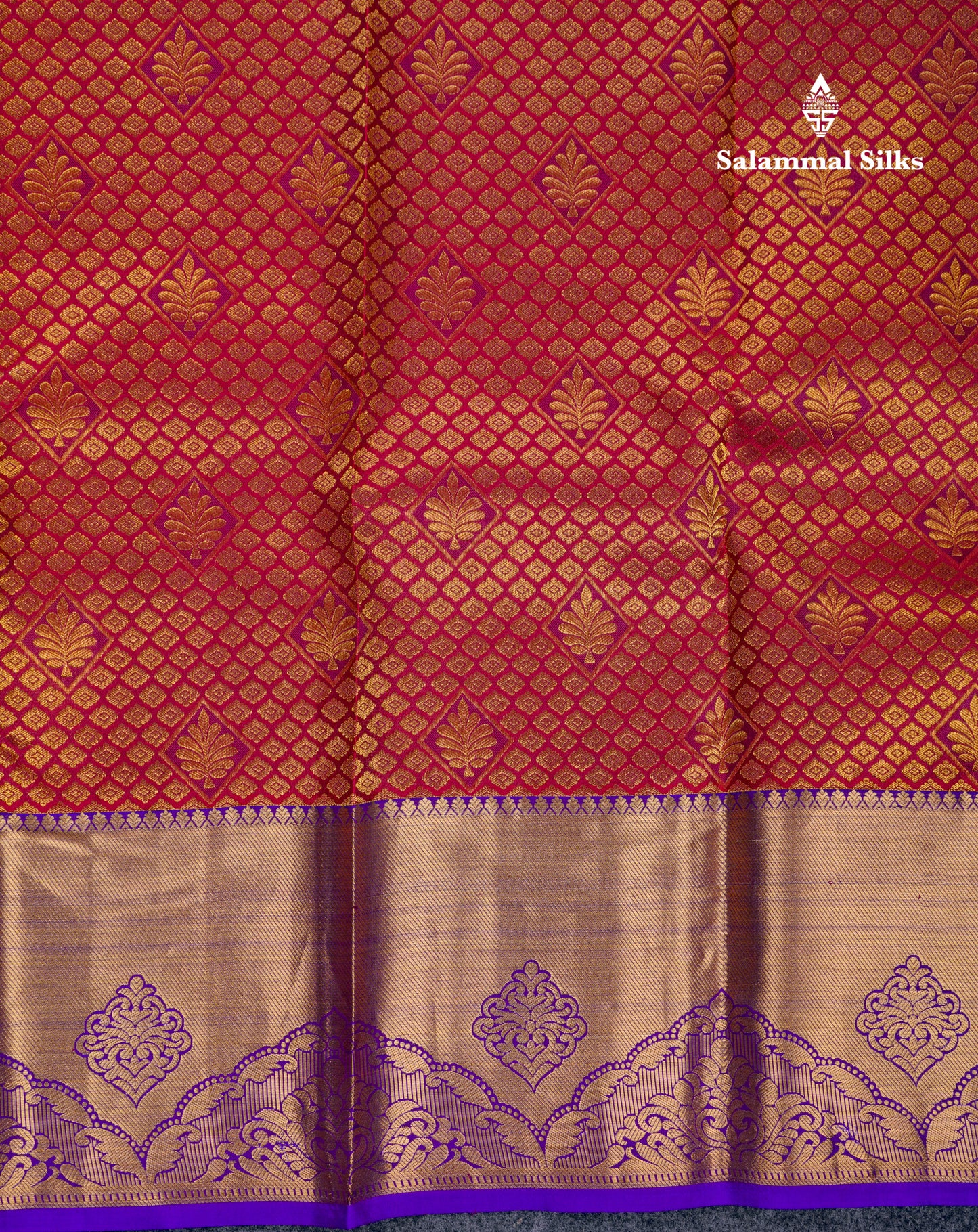 Beautiful Maroon Bridal Pure Kanjivaram Silk Saree With Contrast Violet Traditinal Border