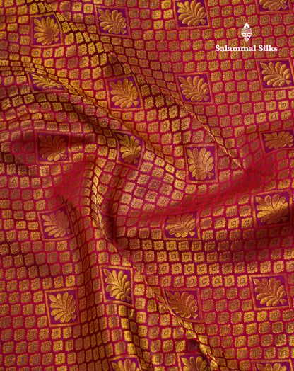 Beautiful Maroon Bridal Pure Kanjivaram Silk Saree With Contrast Violet Traditinal Border