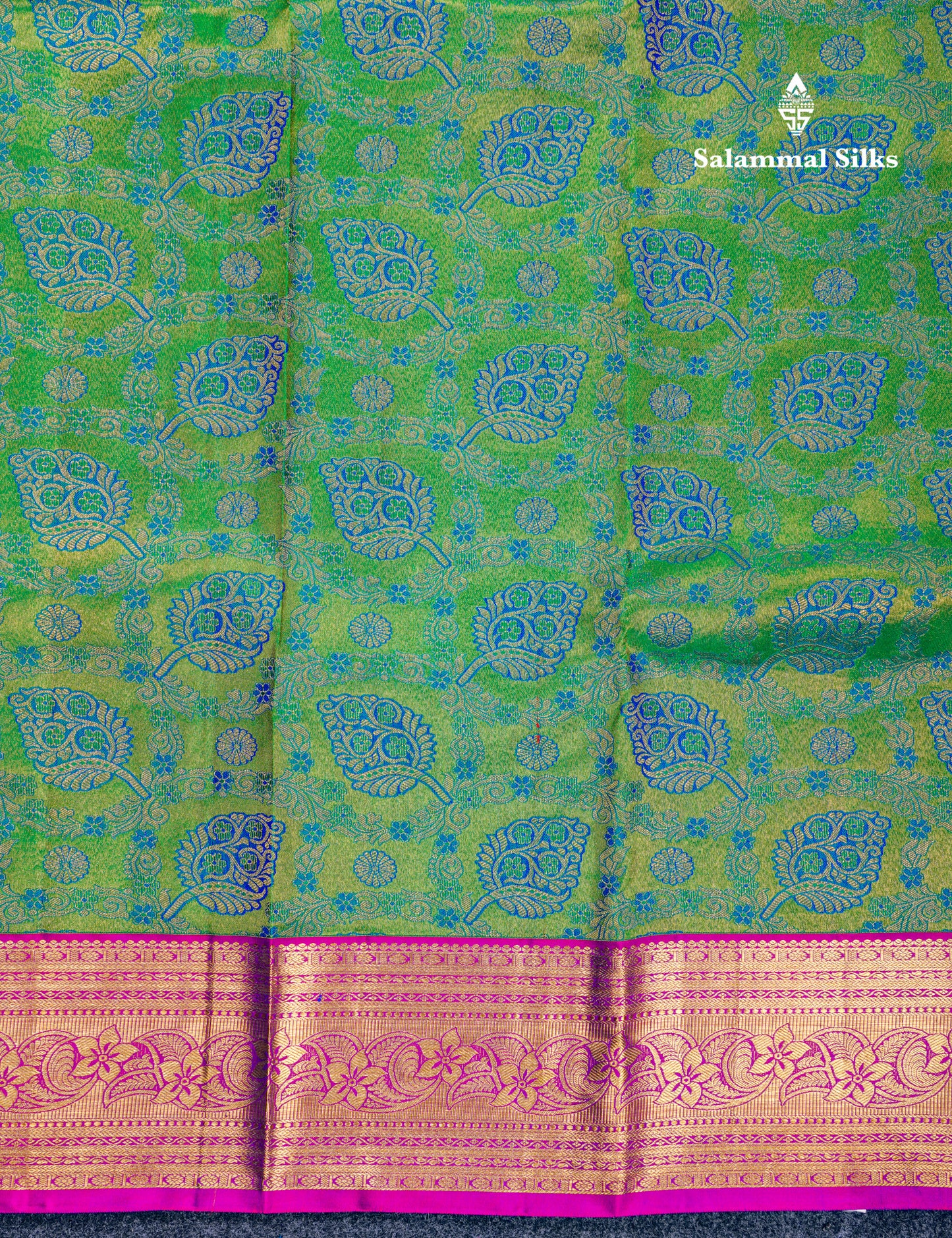 Beautiful Green Bridal Pure Kanjivaram Silk Saree With Contrast Vadamalli Border