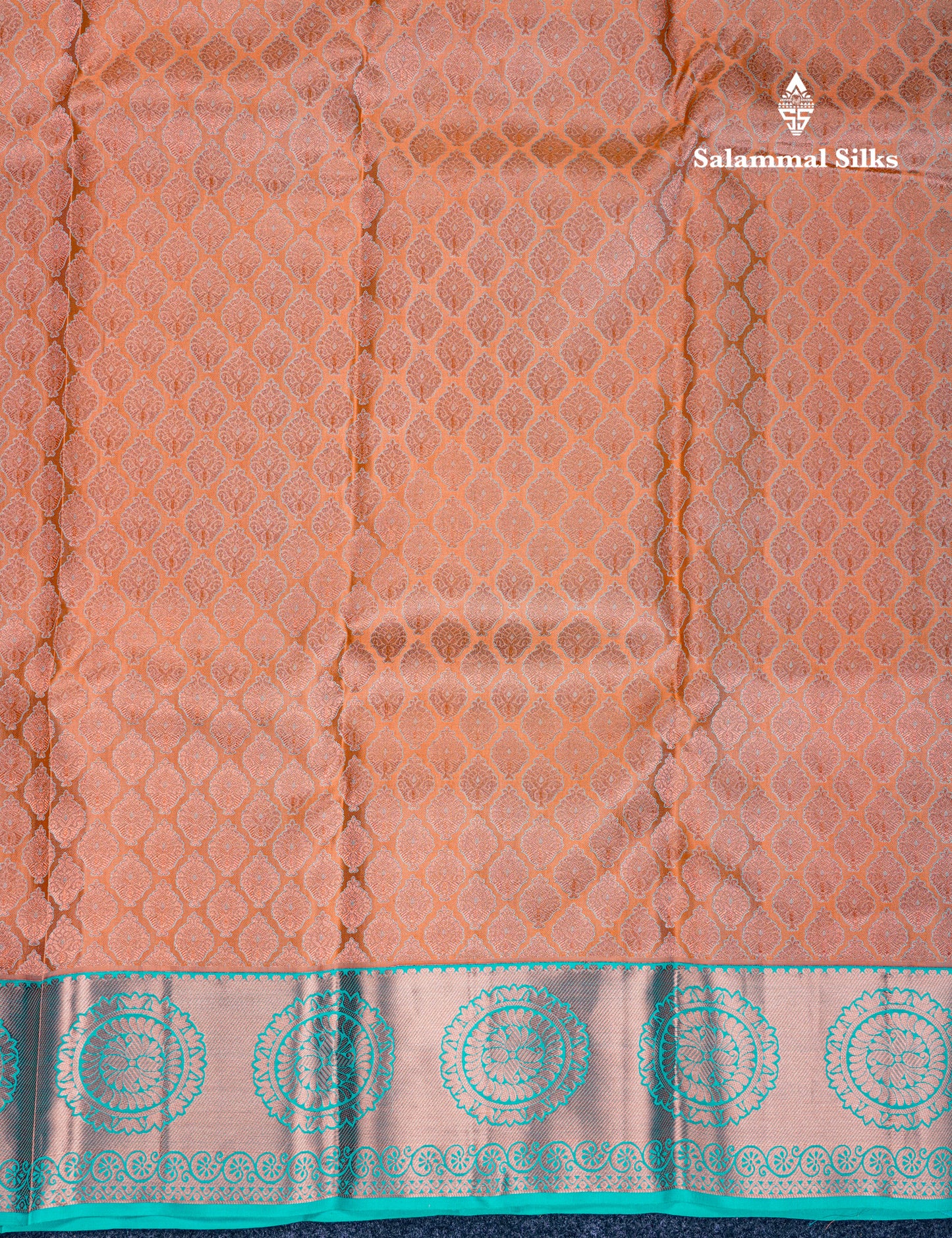 Beautiful Light Brown Bridal Pure Kanjivaram Silk Saree With Contrast Sapphire Blue Border